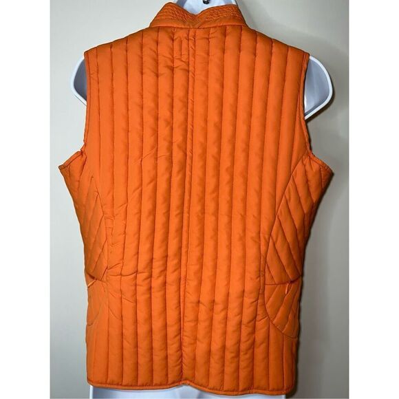 Women’s Orange Quilted Puff Button Vest - Picture 6 of 8